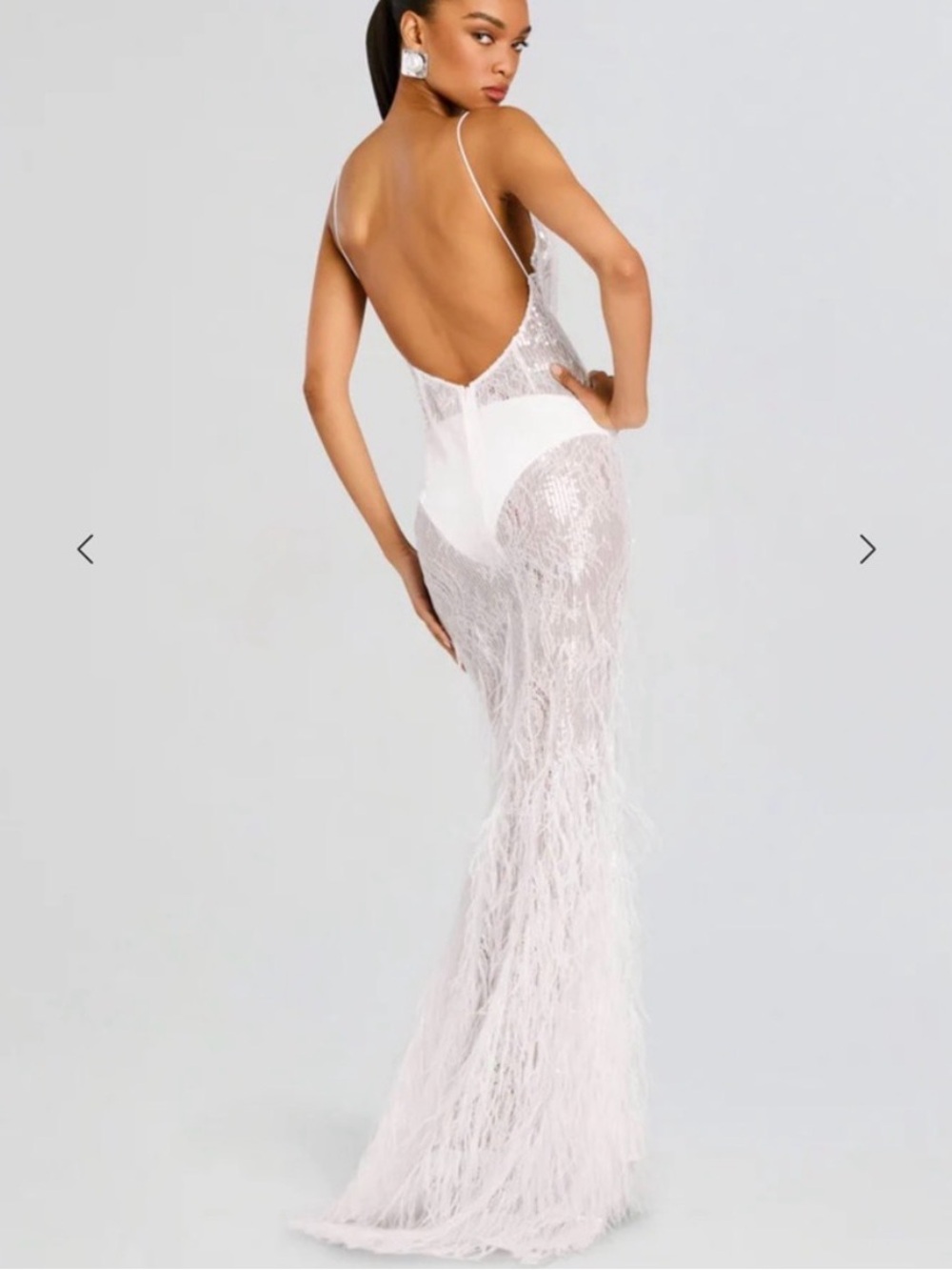 RETROFETE ODESSA SEQUIN FEATHER DRESS